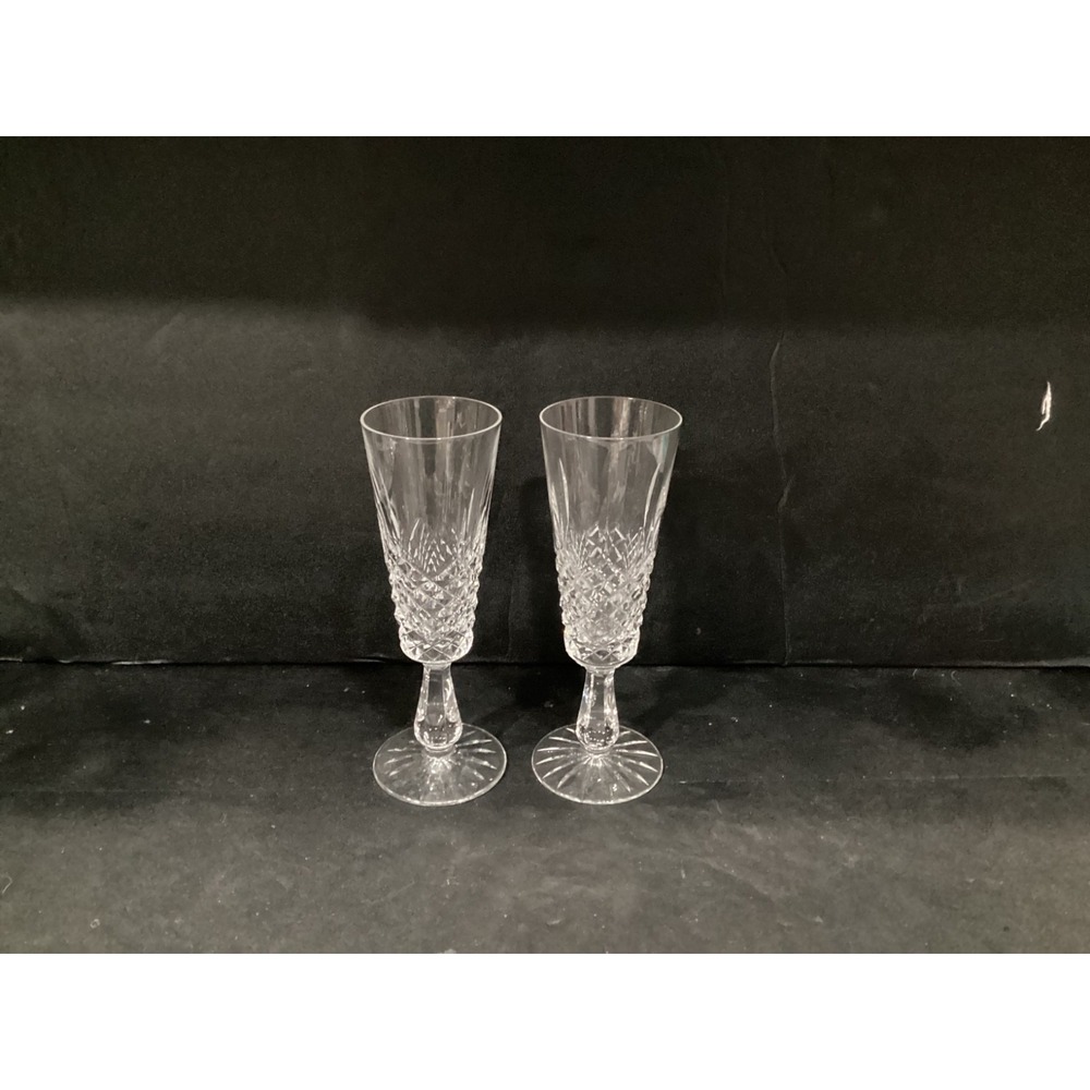 Waterford Crystal Kenmare Champagne Fluted Glass 8" Ireland Set of 2